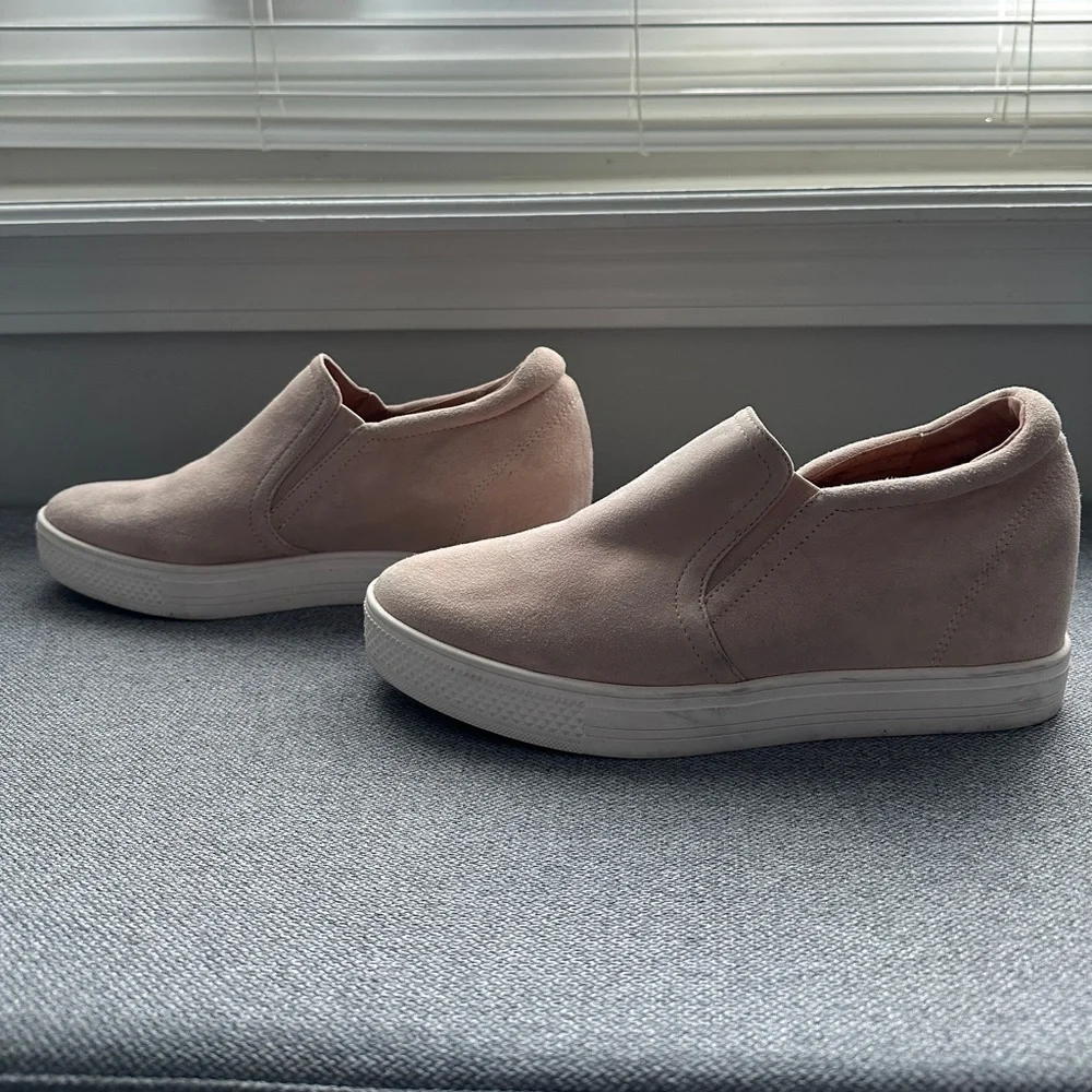 Caslon Cream Slip On Leather Suede Wedge Sneaker Shoes